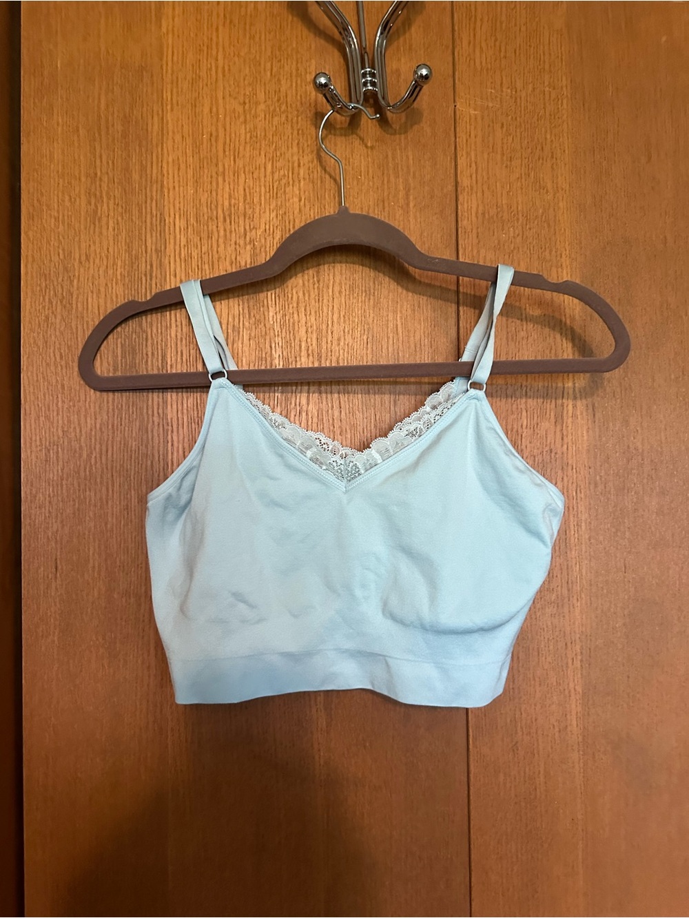 Cacique Light Blue Lace-Trim Bralette Cami